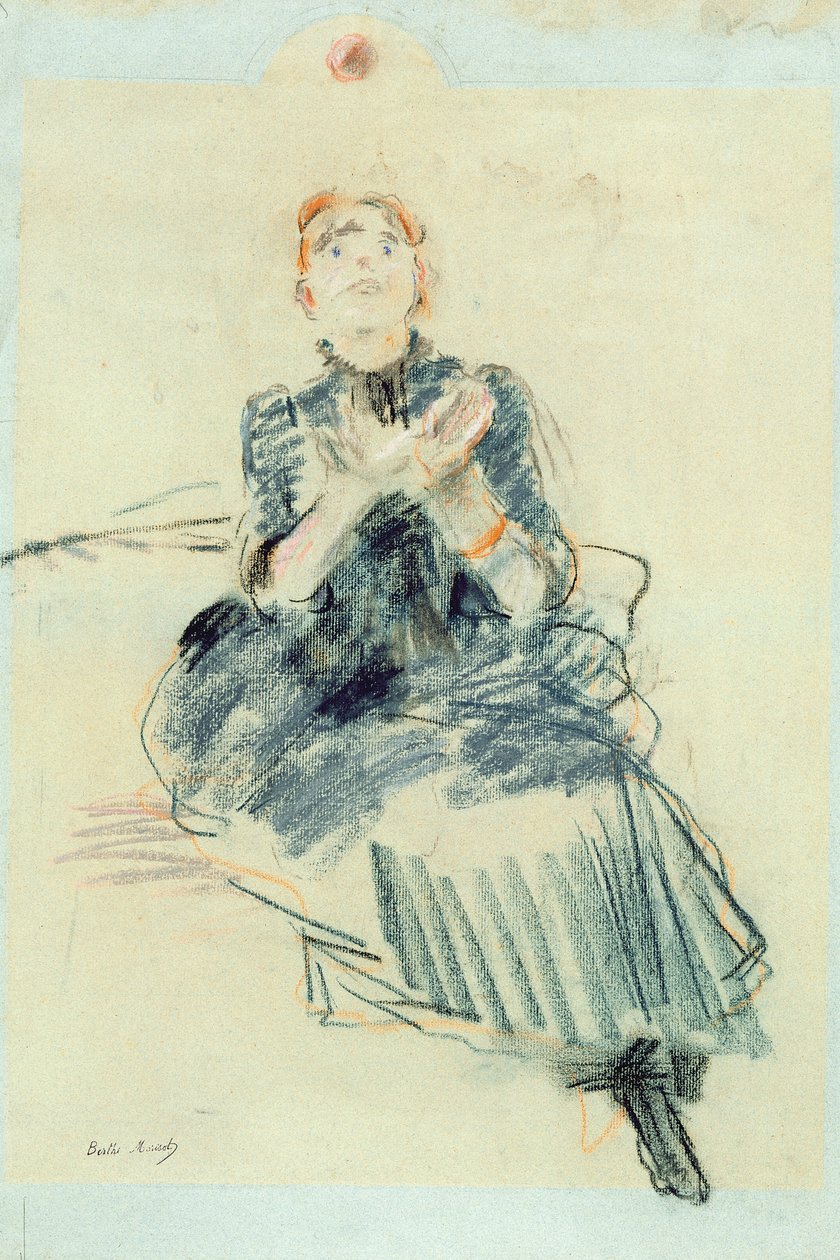 Ung flicka som leker med en boll, 1886 (pastell på papper) av Berthe Morisot