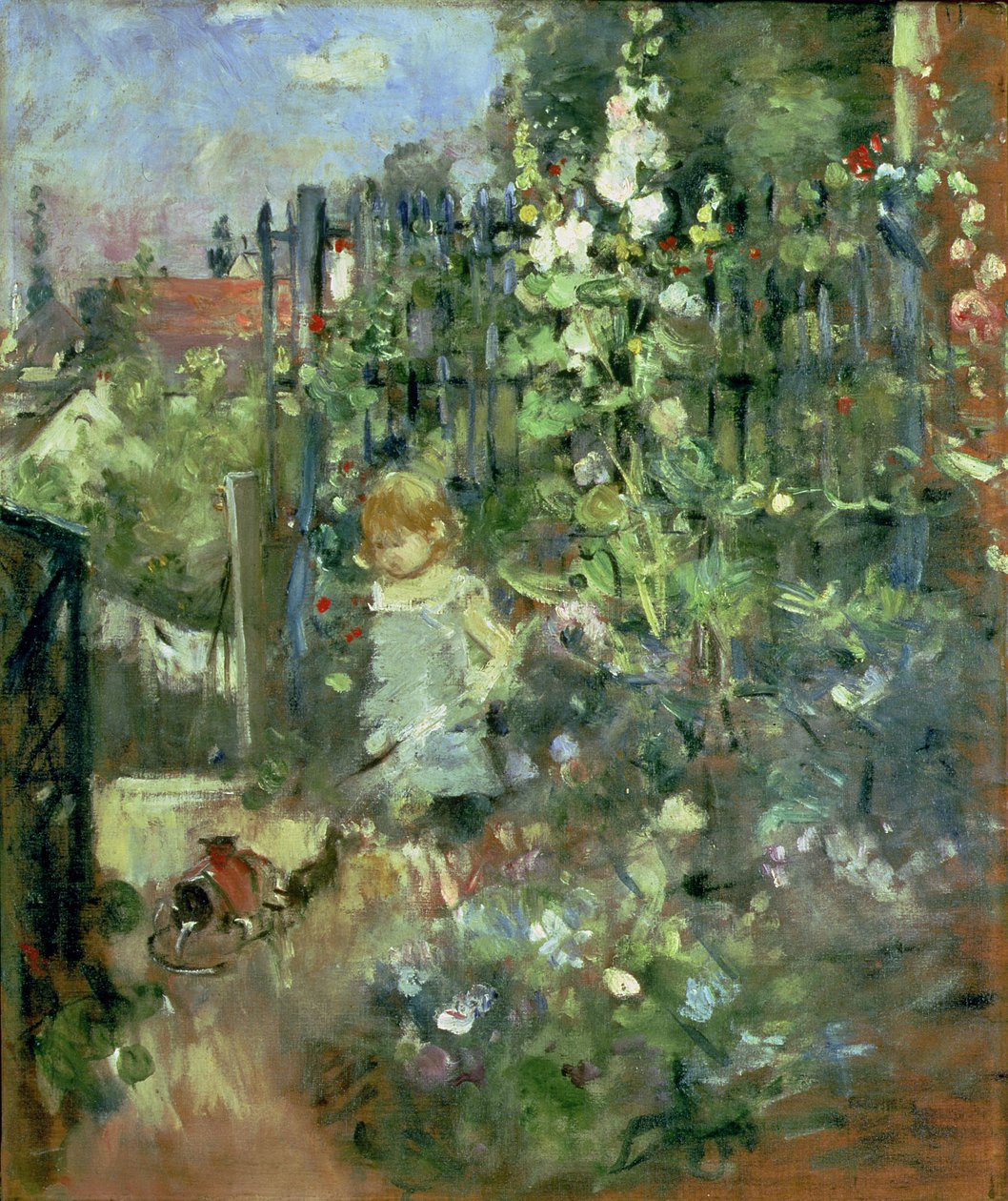 Barn i stockrosorna, 1881 av Berthe Morisot