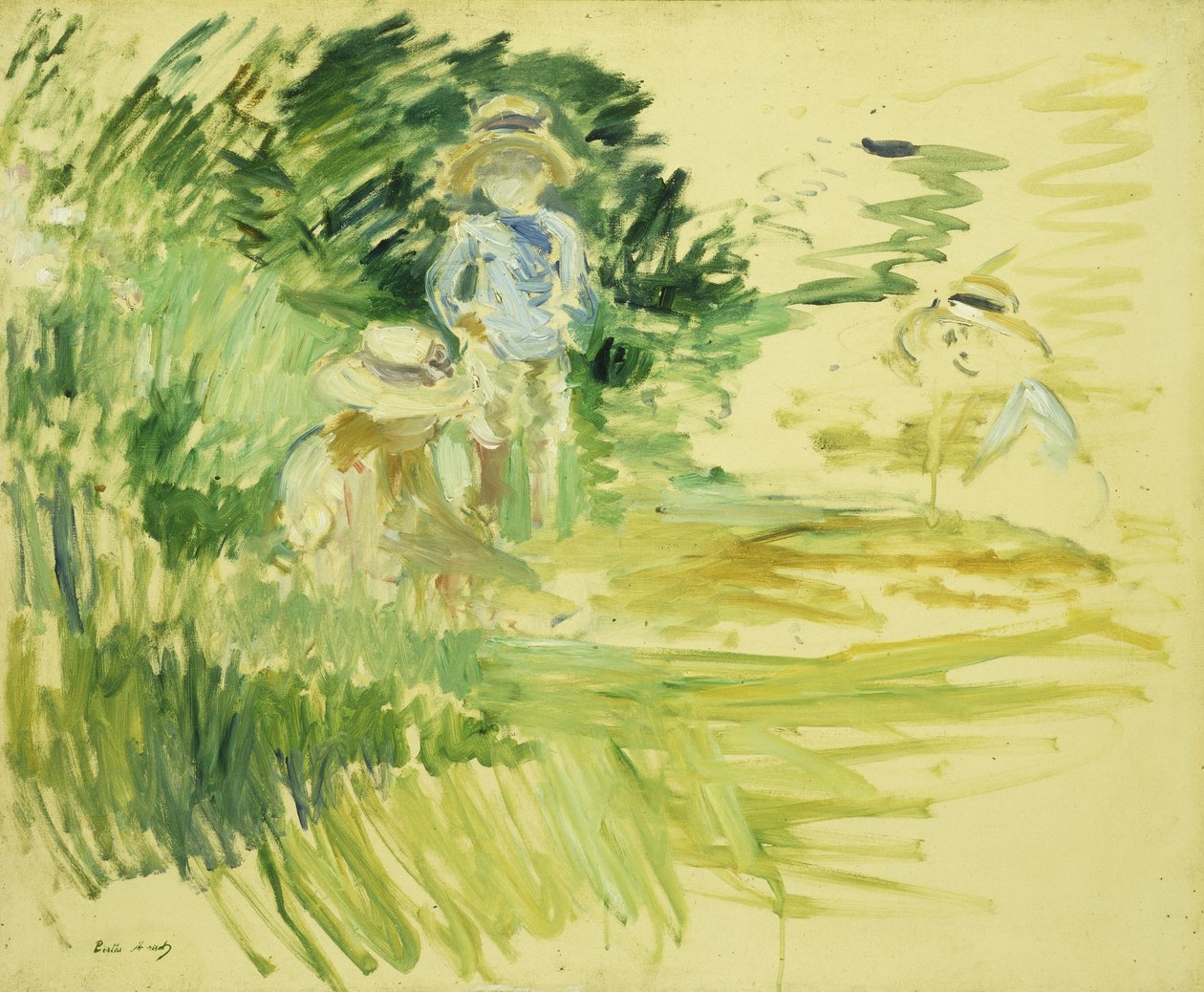 Barn vid sidan av en sjö; Enfants au Bord du Lac, 1894 av Berthe Morisot