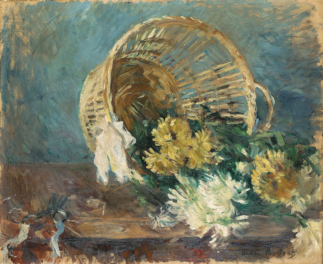 Krysantemum eller den välta korgen, 1885 av Berthe Morisot