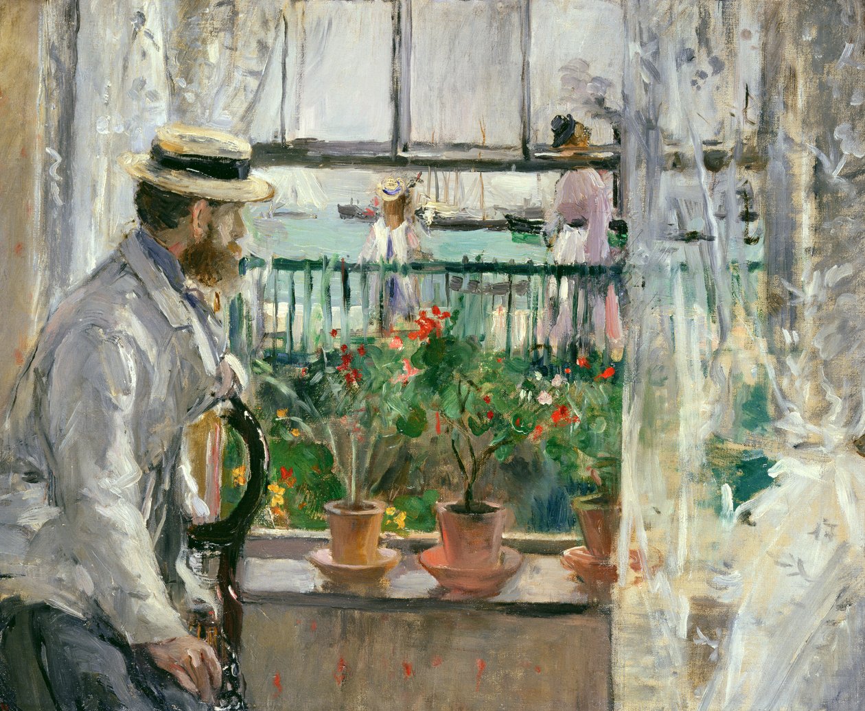 Eugene Manet (1834-92) på Isle of Wight (olja på duk) av Berthe Morisot