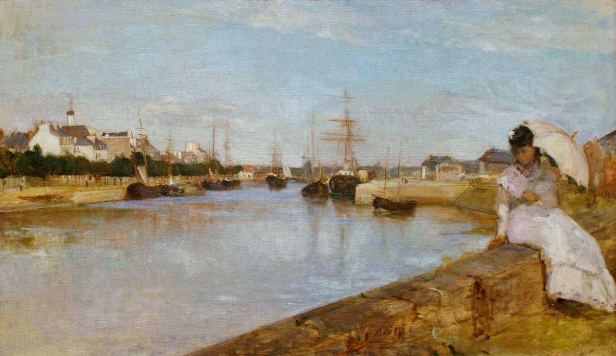 Franska: Vue du petit port de Lorient Hamnen i Lorient av Berthe Morisot