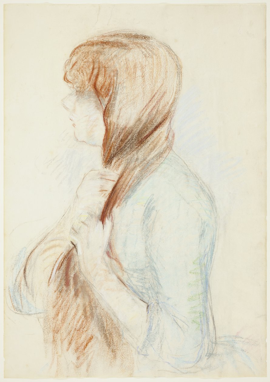 Flicka som flätar sitt hår (La Natte) av Berthe Morisot