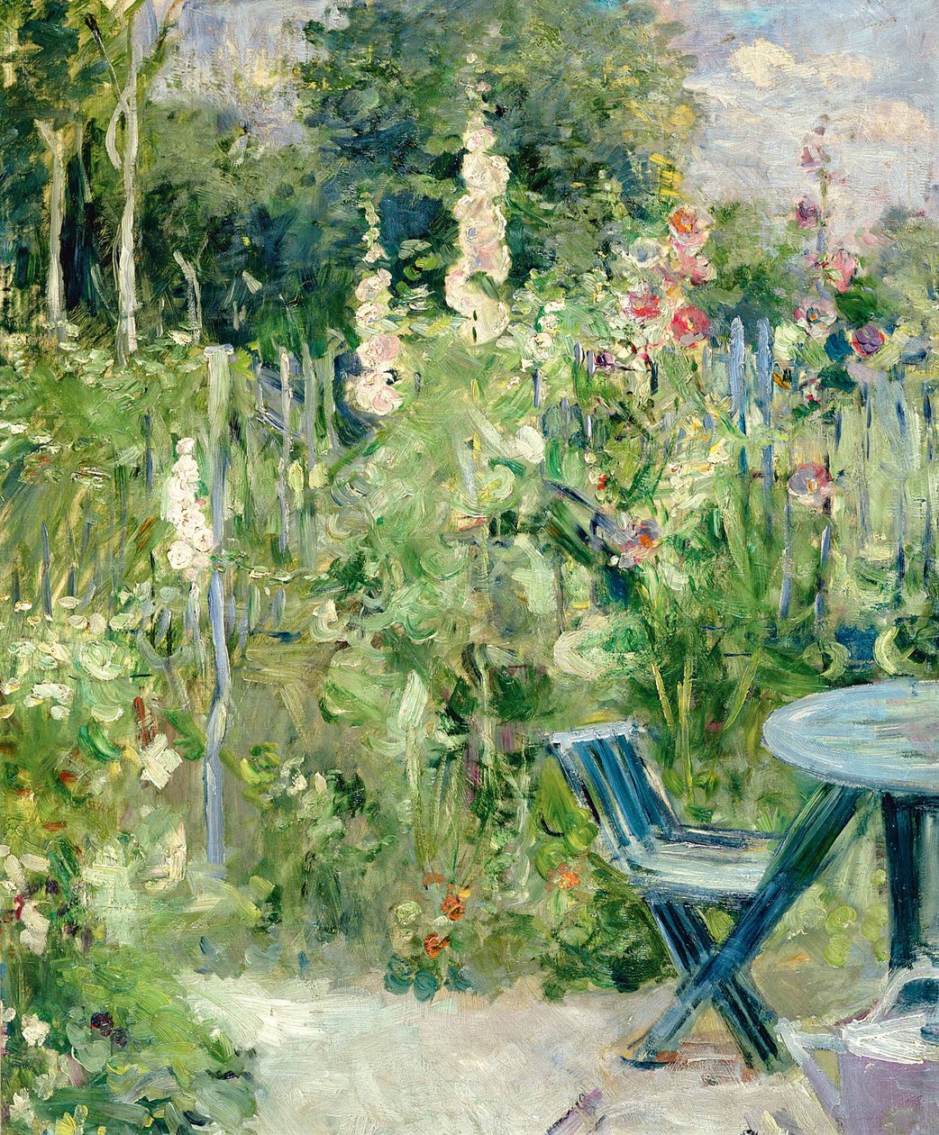 Hollyhocks Roses trémières, 1884 av Berthe Morisot