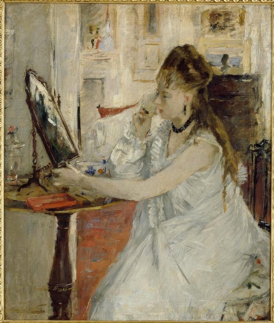 Jeune femme se poudrant (Ung kvinna som pudrar sig själv) av Berthe Morisot