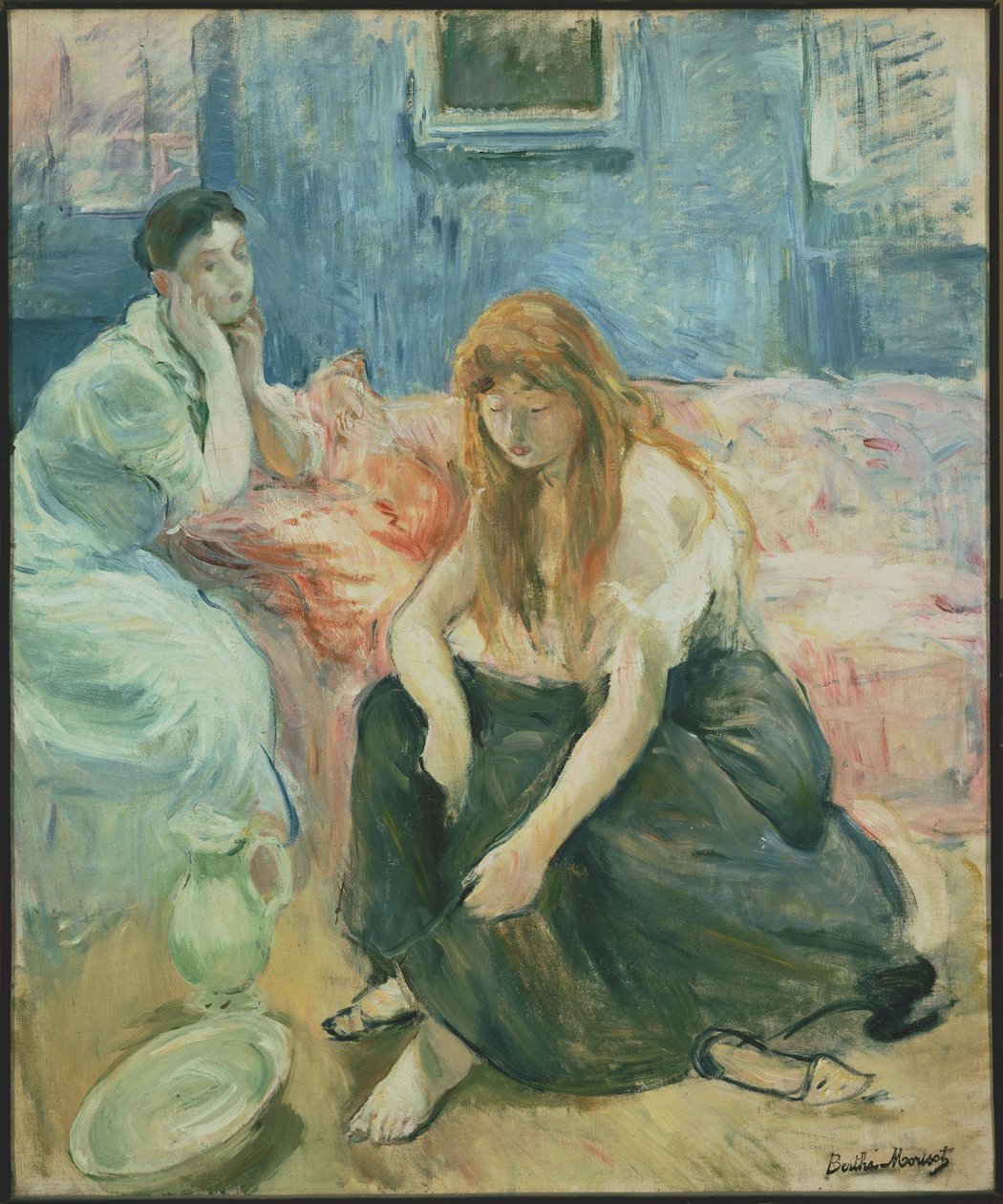 Unga kvinnor vid sin toalett (titel given av konstnären) av Berthe Morisot