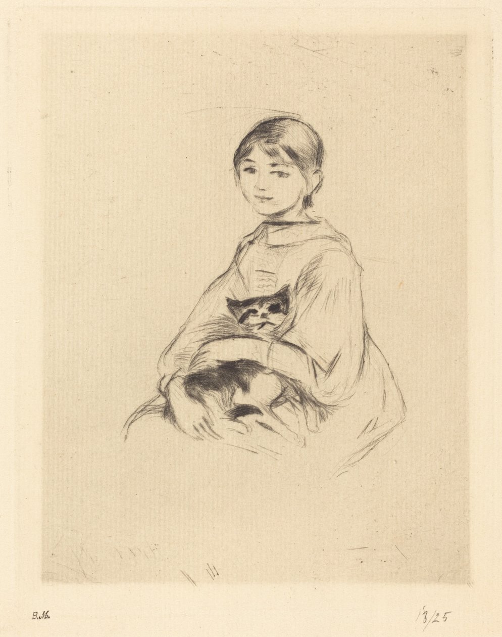 Julie Manet med en katt i famnen av Berthe Morisot