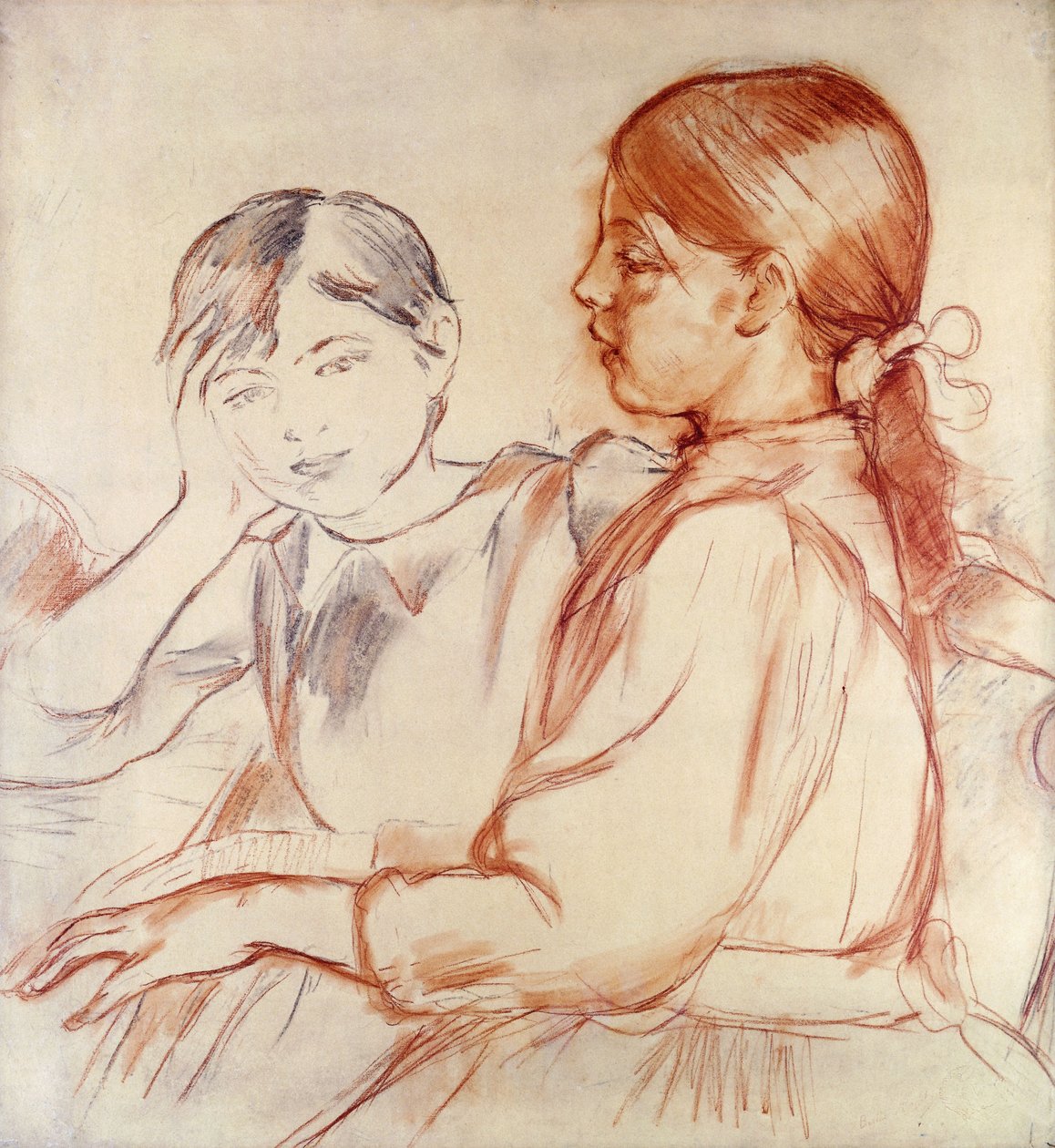 Julie Manet och Jeannie Gobillard vid pianot; Julie Manet och Jeannie Gobillard au Piano, 1887-88 av Berthe Morisot