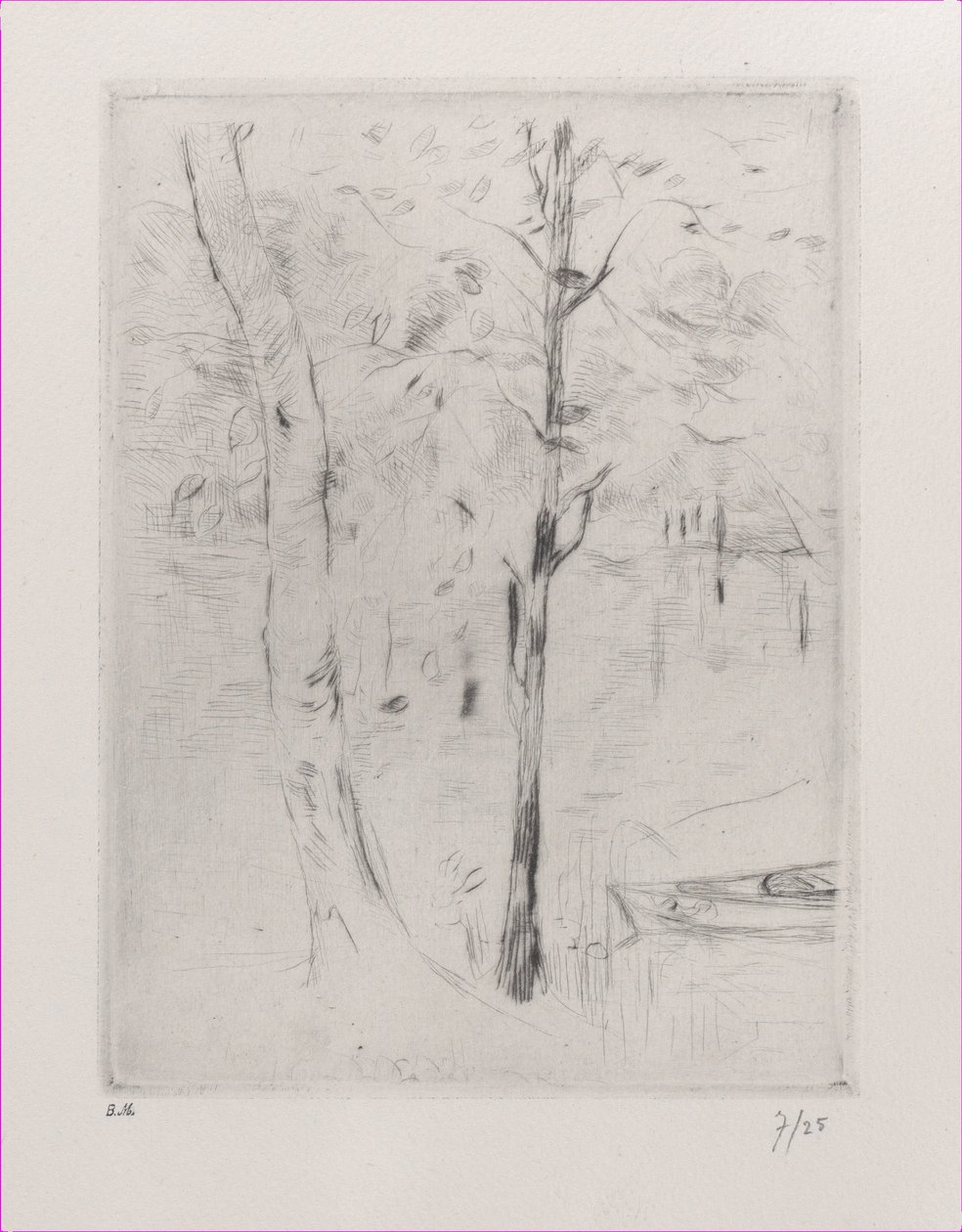 Landskapsträdstammar nära en flod, 1888. av Berthe Morisot