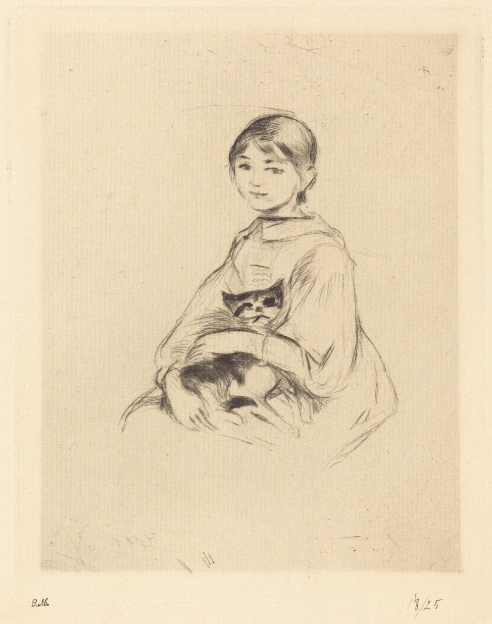Liten flicka med katt, 18881890. av Berthe Morisot