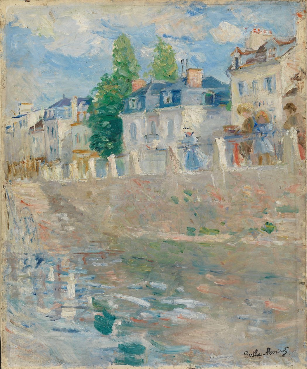 På stranden av Seine vid Bougival av Berthe Morisot