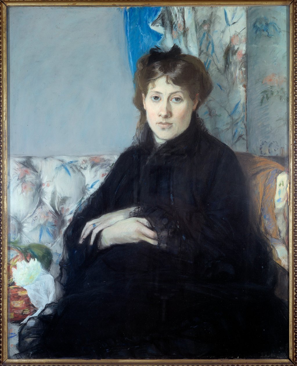 Porträtt av Madame Edma Pontillon, född Morisots syster till konstnären. Målning av Berthe Morisot av Berthe Morisot