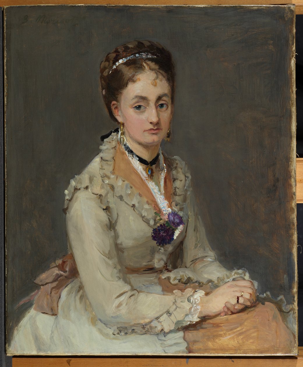 Porträtt av konstnärens syster, Meme Edma Pontillon, c.1872-75 av Berthe Morisot