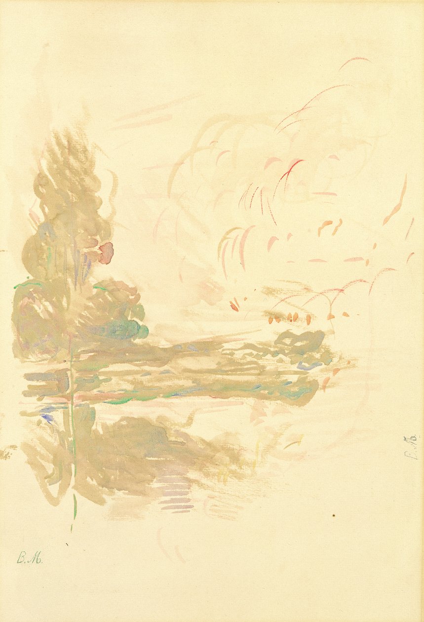 Reflections in the Seine, 1890 (akvarell på papper) av Berthe Morisot