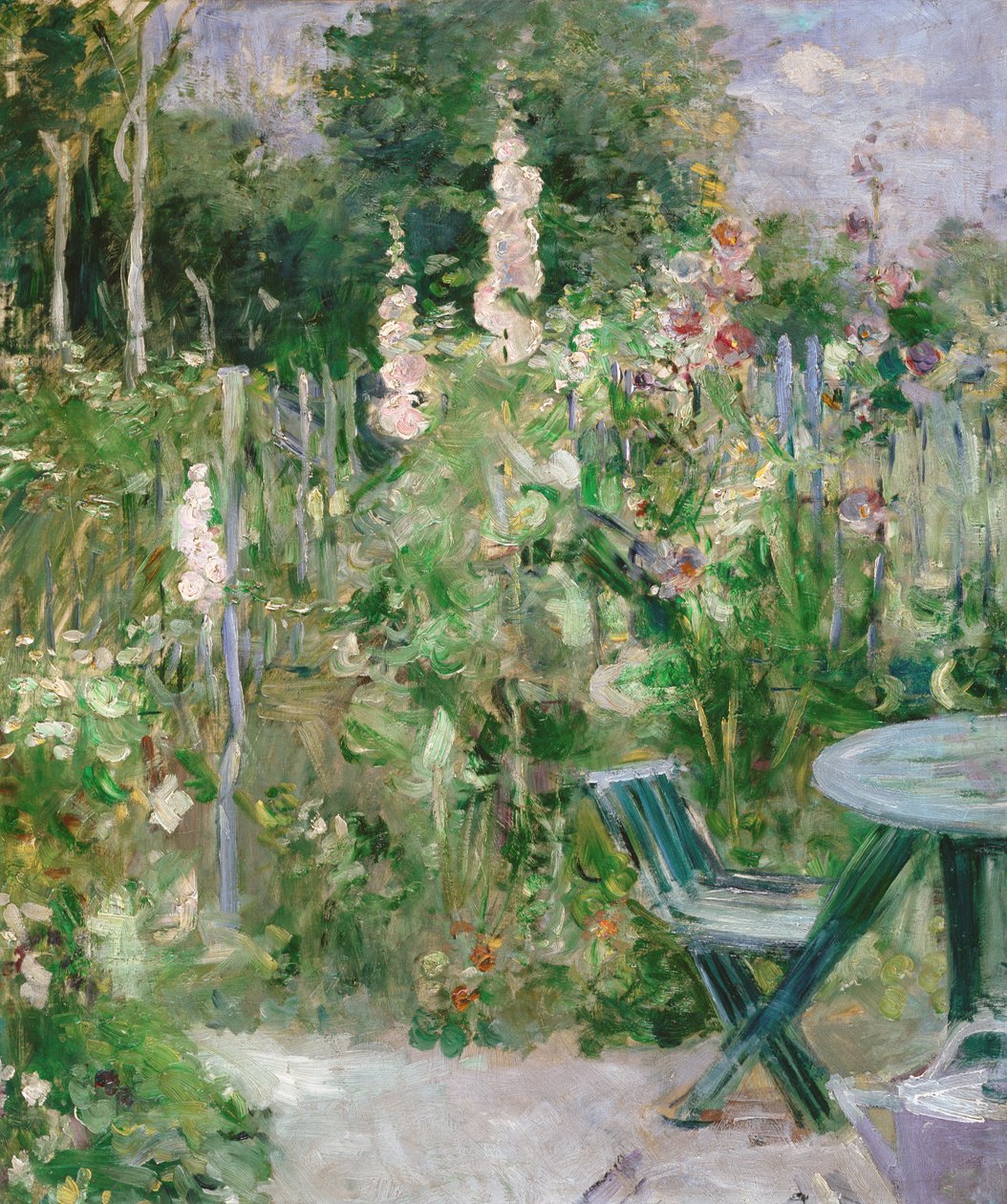 Roses Tremieres (stockrosor) av Berthe Morisot