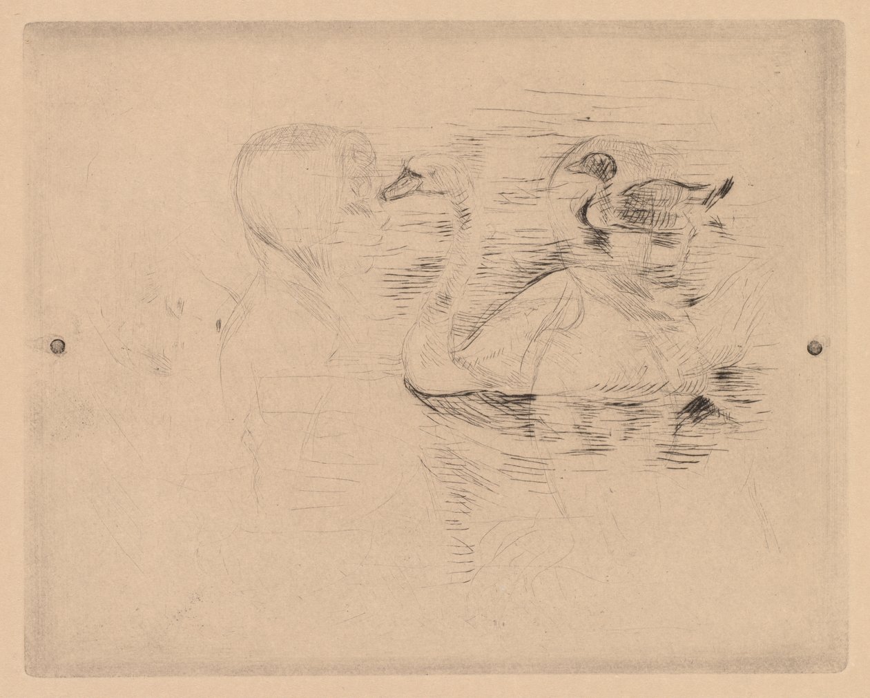 Svan och anka, med porträtt av Julie av Berthe Morisot