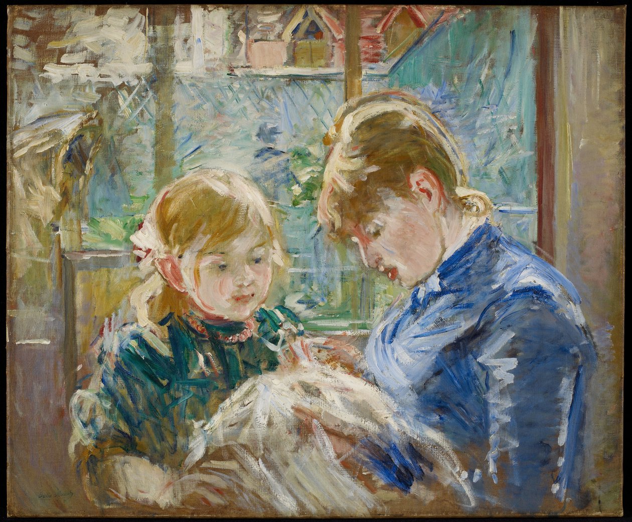 Konstnärens dotter Julie med sin barnflicka av Berthe Morisot