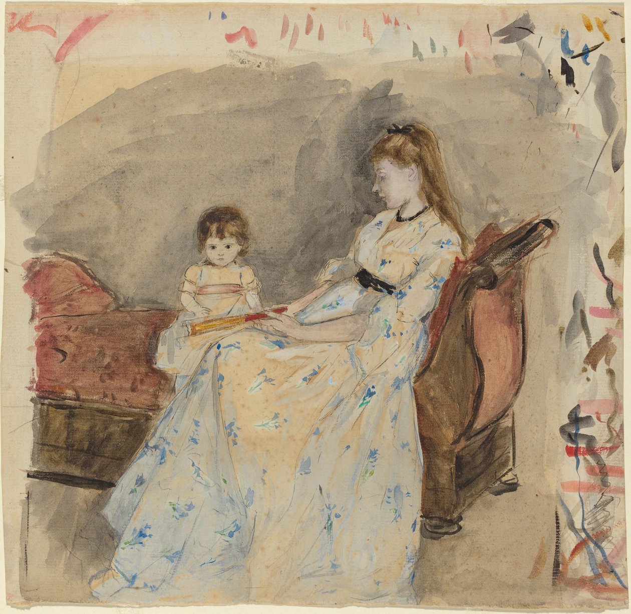 Konstnärens syster, Edma, med hennes dotter, Jeanne av Berthe Morisot