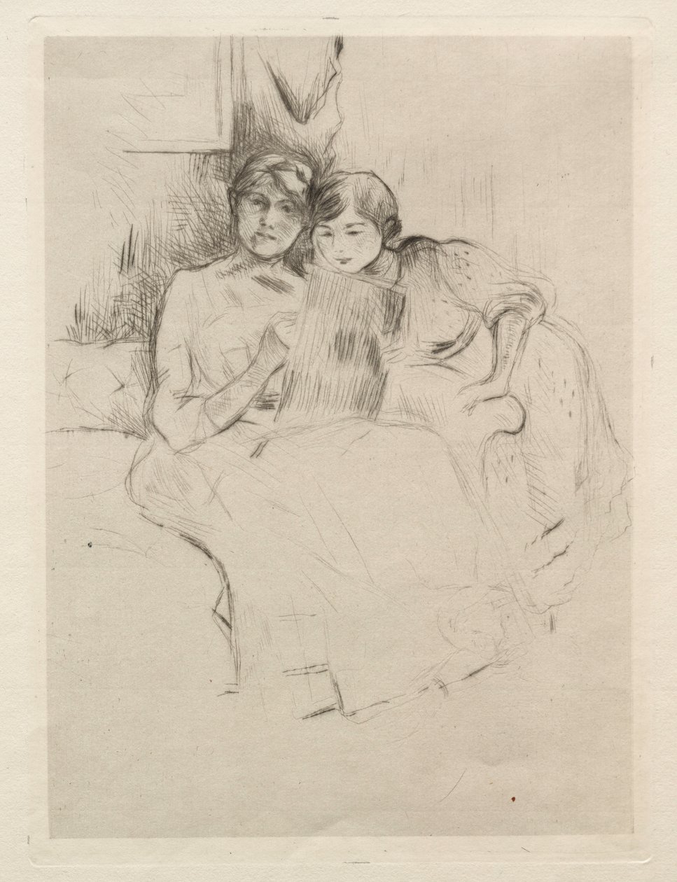 Teckningslektionen (Berthe Morisot teckning med sin dotter) av Berthe Morisot
