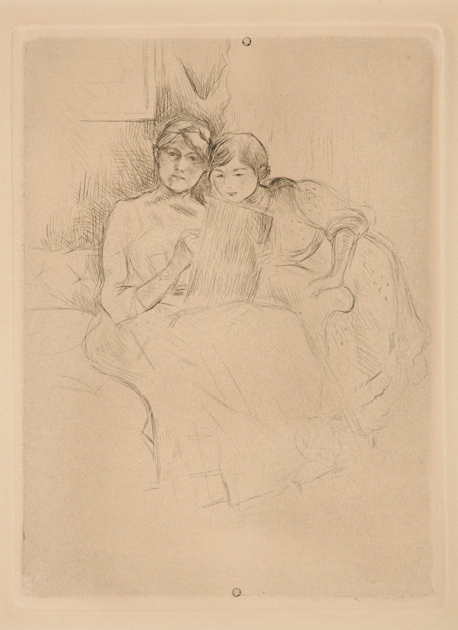 Ritlektionen: Berthe Morisot och hennes dotter av Berthe Morisot