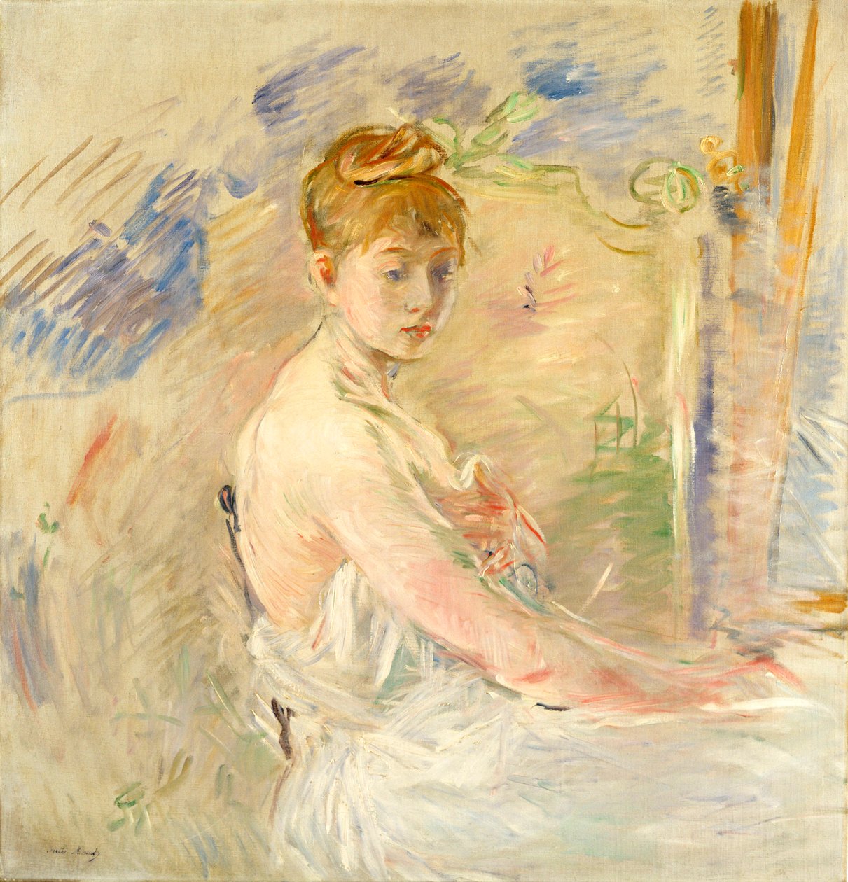 Ung flicka som reser sig av Berthe Morisot