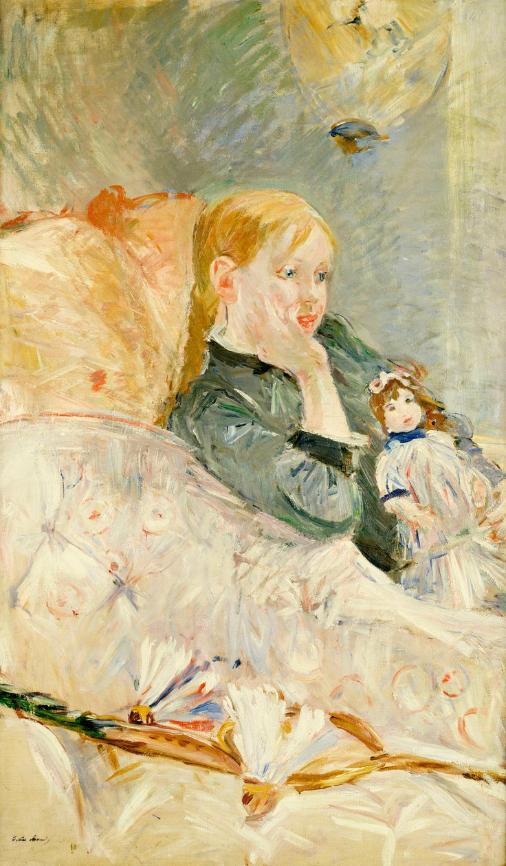 Ung flicka med en docka, 1896 av Berthe Morisot