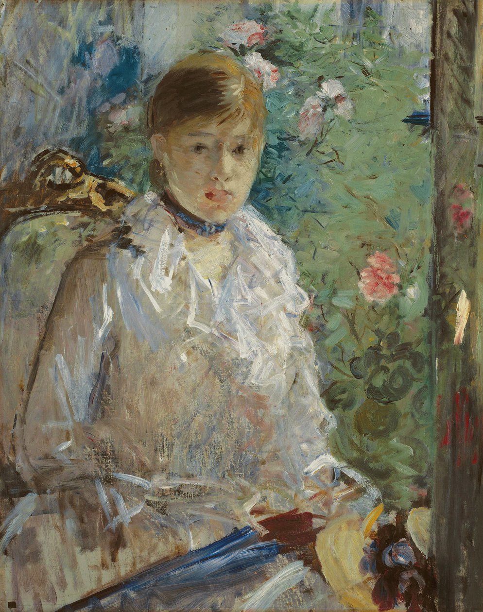 Ung kvinna som sitter framför ett fönster, kallad Summer, 1879 av Berthe Morisot