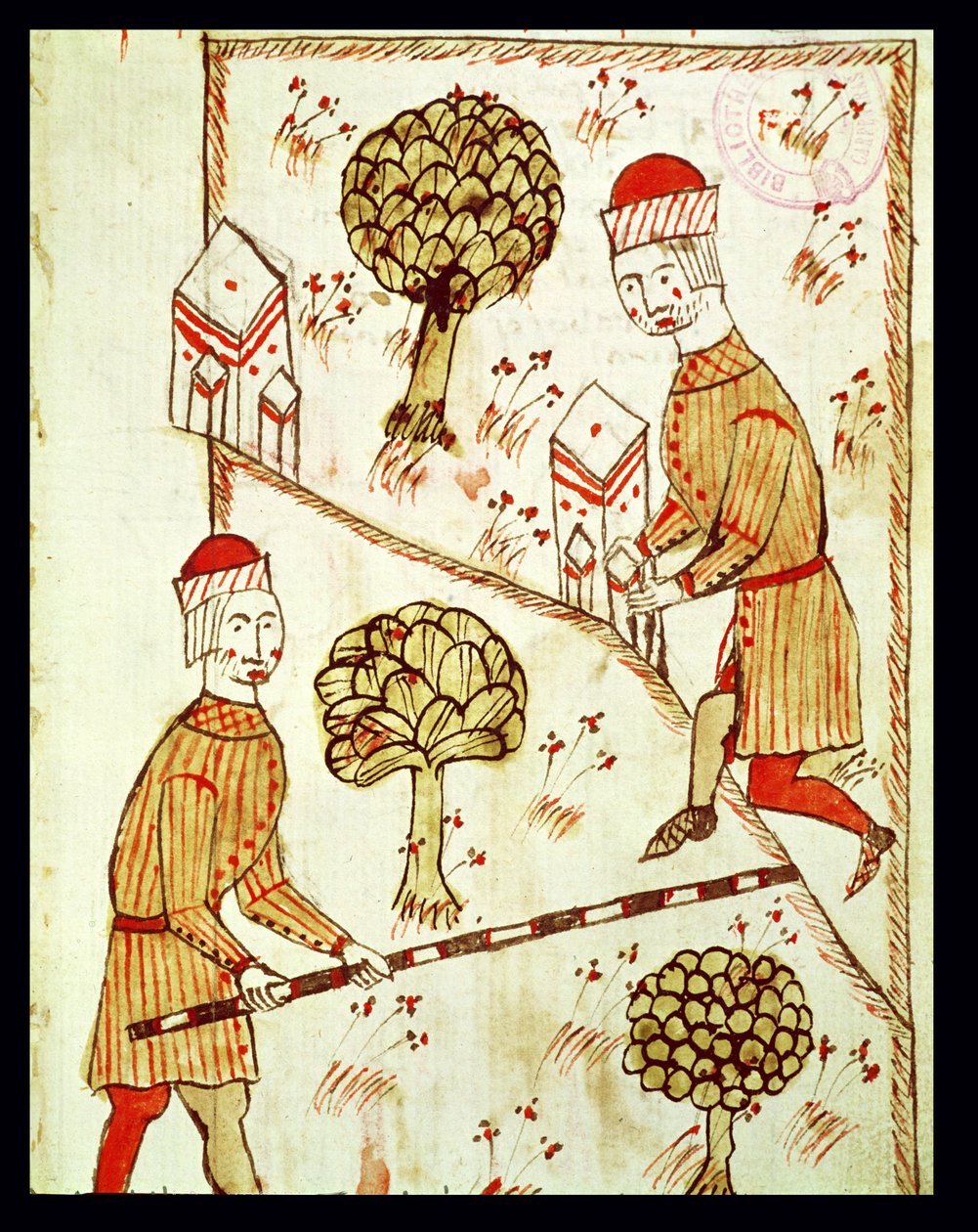 Ms 327 fol. 28r Inmätning och avgränsning av mark, från 