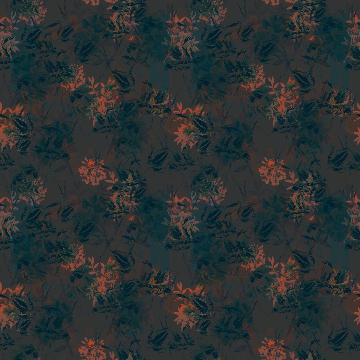 Burnt Umber Floral, 2015 (illustrativt upprepningsmönster) av Beth Travers