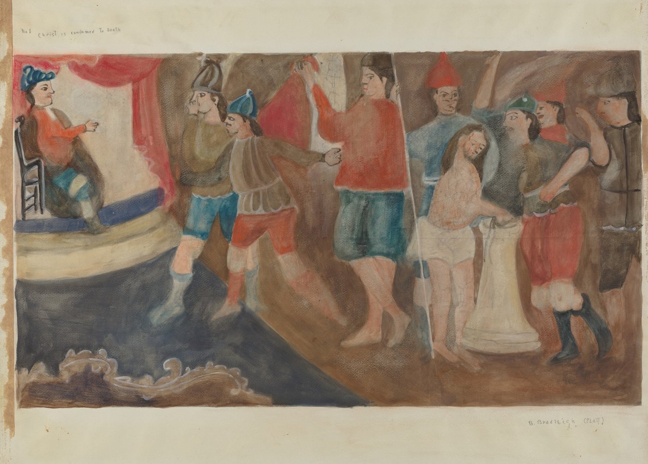 Korsets station nr 1: Jesus är dömd till döden, ca. 1936. av Beulah Bradleigh