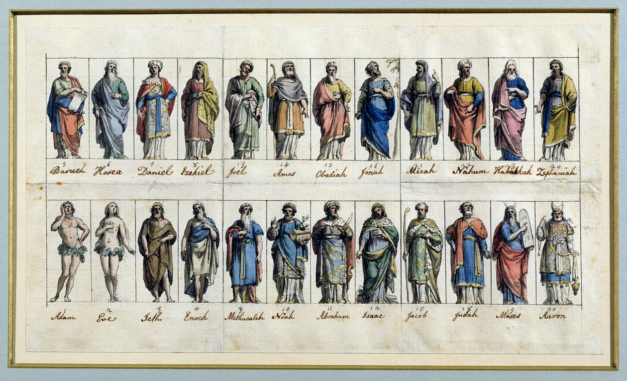 Gamla testamentets figurer (wc och bläck på papper) av Biagio Rebecca