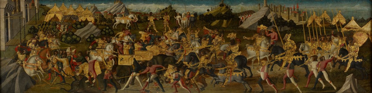 Scipio Africanus Defeating Hannibal, c.1470 (tempera på tyg monterad på panel) (se även 488155) av Biagio di Antonio