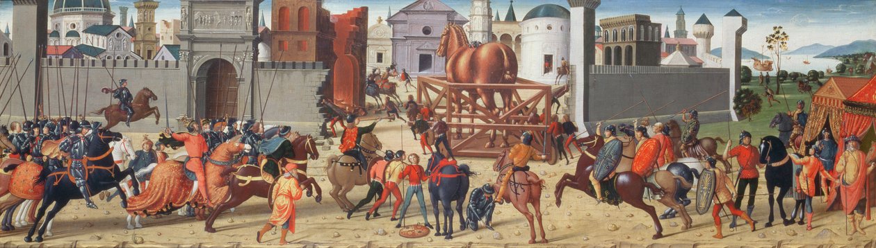 The Siege of Troy II: The Wooden Horse, c.1490-95 (se även 69652) av Biagio di Antonio