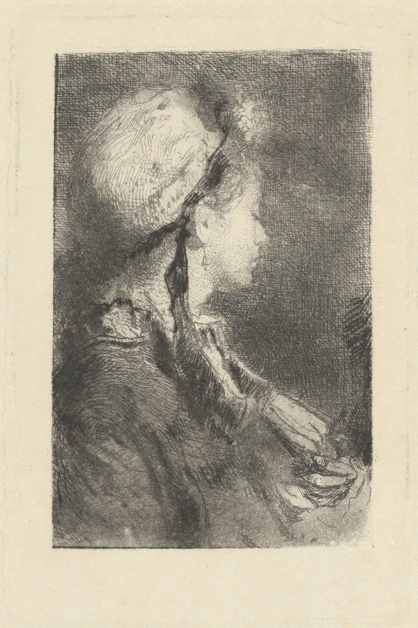 Konstnärens fru i profil mot höger, ca. 1880. av Bianchi Mose