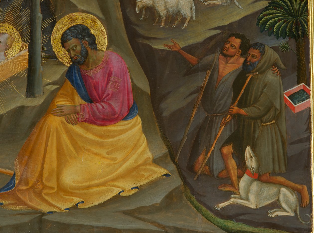 Detalj från Födelsekyrkan (tempera på trä) av Bicci di Lorenzo