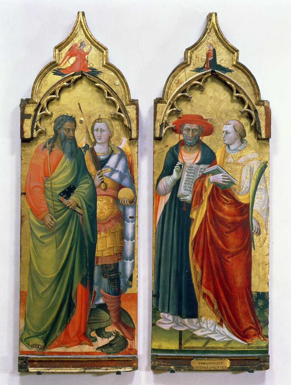 St. Andrew, St. Michael, St. Jerome och St. Lawrence (tempera på panel) av Bicci di Lorenzo