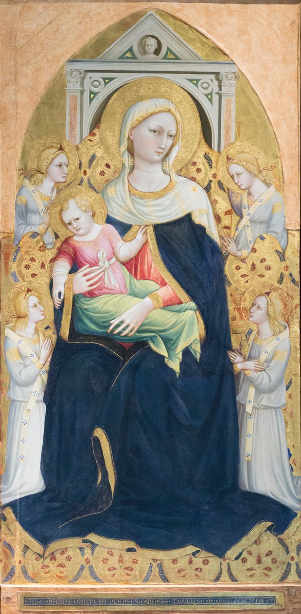 Krönt madonna med barn och fyra änglar, ca 1433 (tempera och bladguld på pannå) av Bicci di Lorenzo