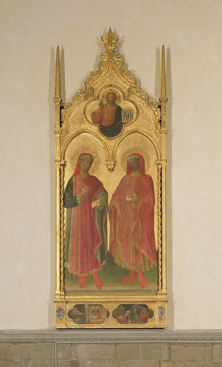 SS. Cosmas and Damian, 1429 (tempera och bladguld på panel) av Bicci di Lorenzo