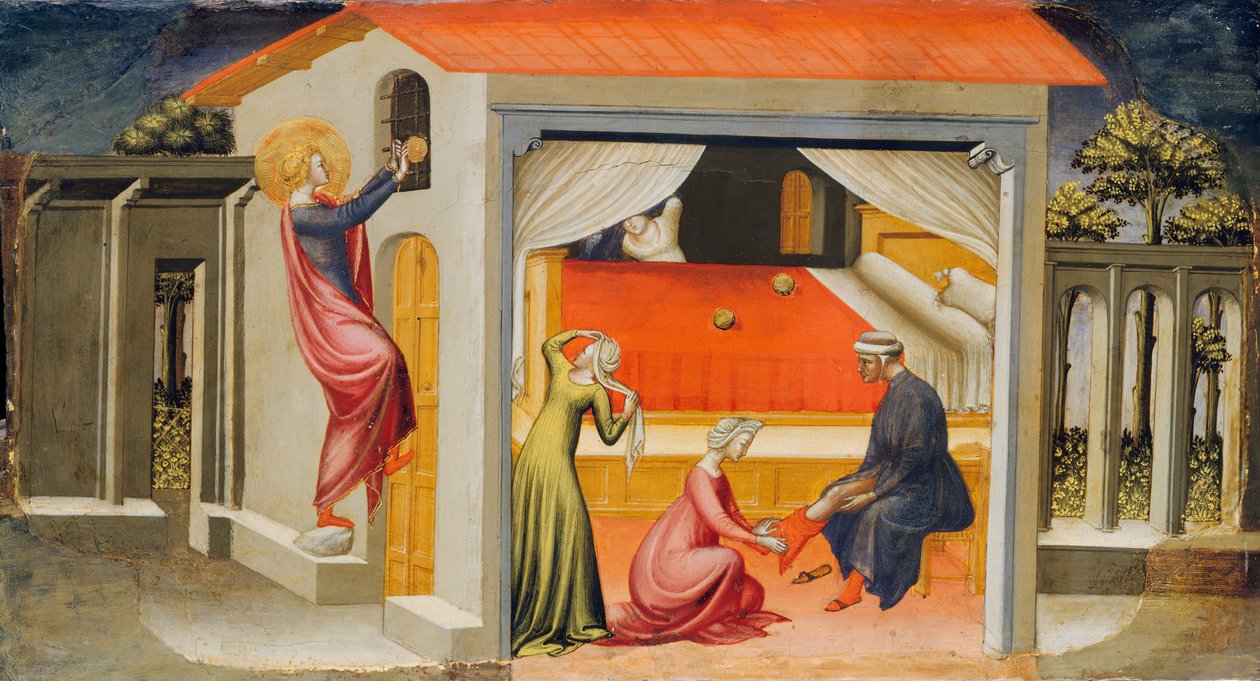 Saint Nicholas tillhandahåller hemgift, 1433-35. av Bicci di Lorenzo