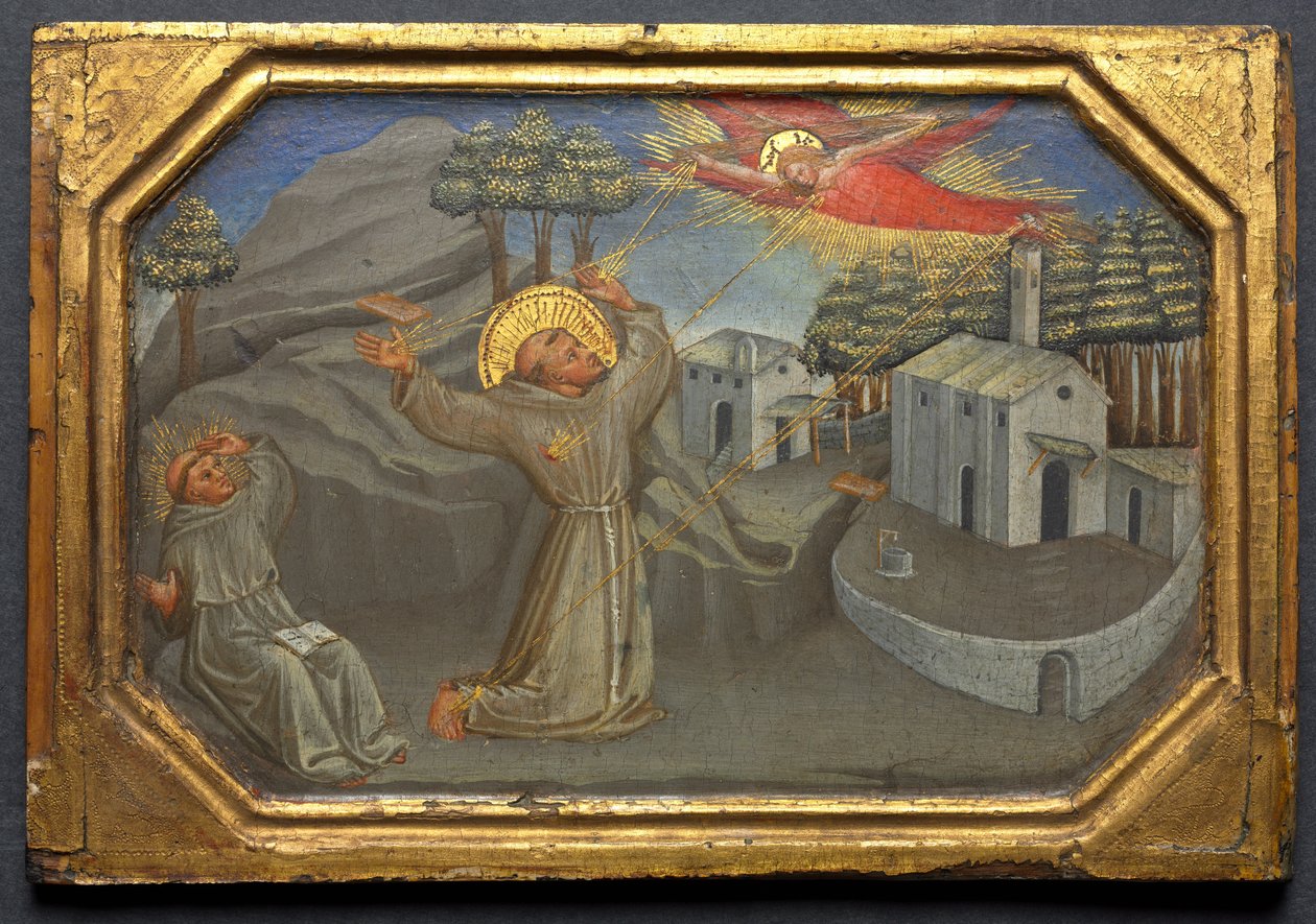St Francis av Assisi tar emot Stigmata, ca. 1430 (tempera och guld på trä) av Bicci di Lorenzo