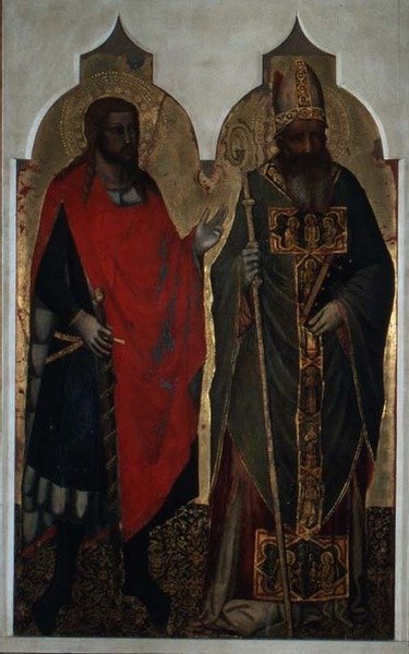 St. Julian och St. Zenobius (tempera på panel) av Bicci di Lorenzo