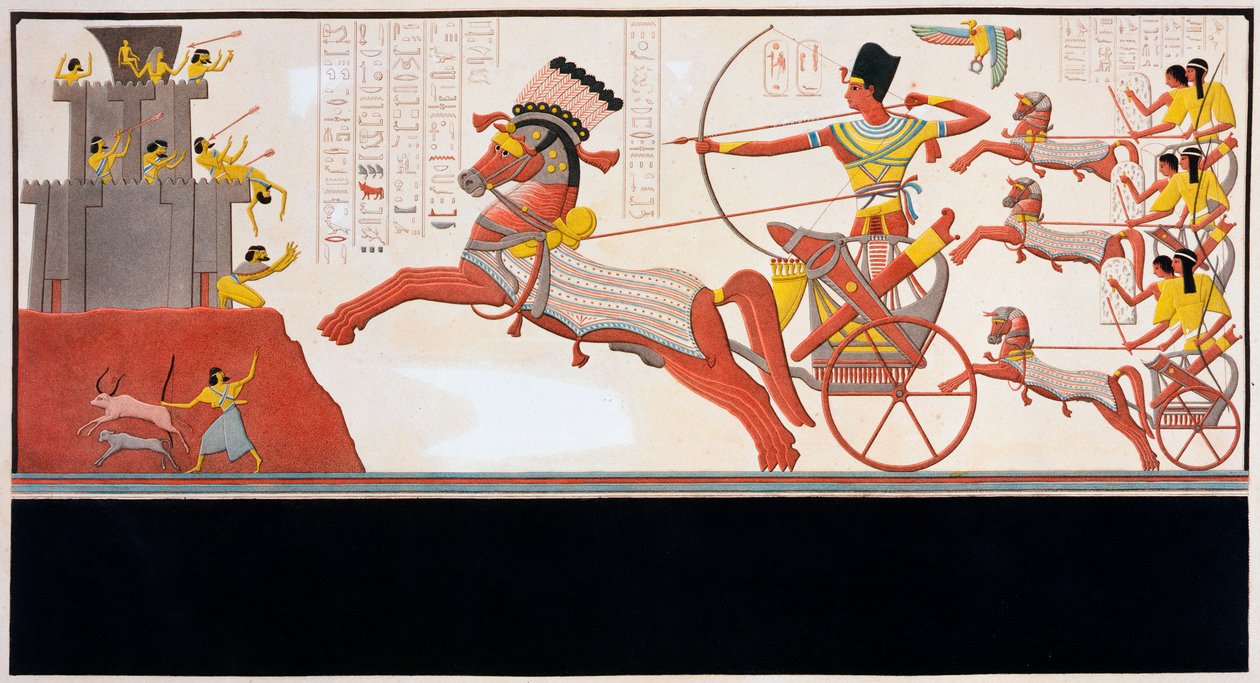 Ramses II vid slaget vid Kadesj, 1275 f.Kr. 1800-talet av Bigant and Allais