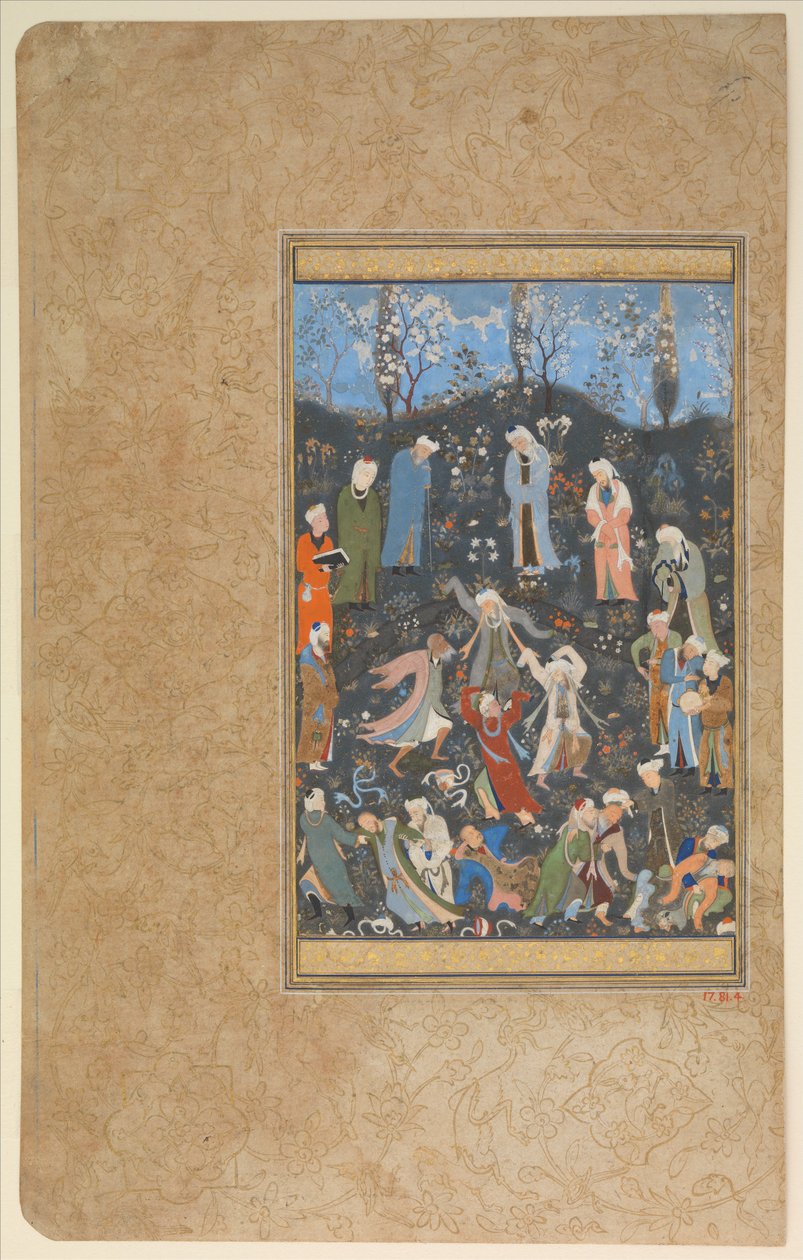 Dansande dervischer, ca 1480 (ogenomskinlig akvarell och guld på papper) av Bihzad (attr. to)