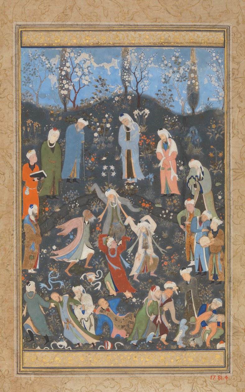 Dansande dervischer, Folio från a Divan of Hafiz, ca. 1480. av Bihzad