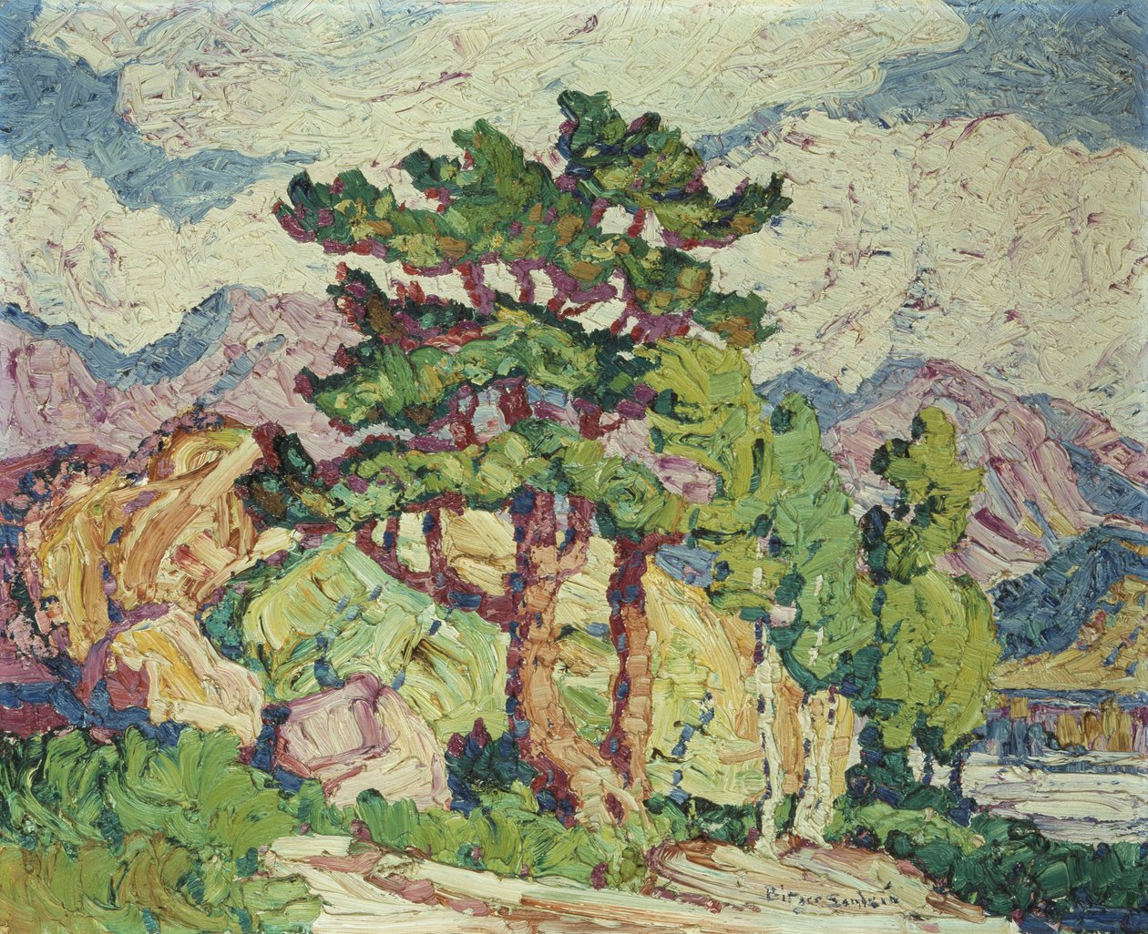 Aspar och tallar, Estes Park, Colorado av Birger Sandzen