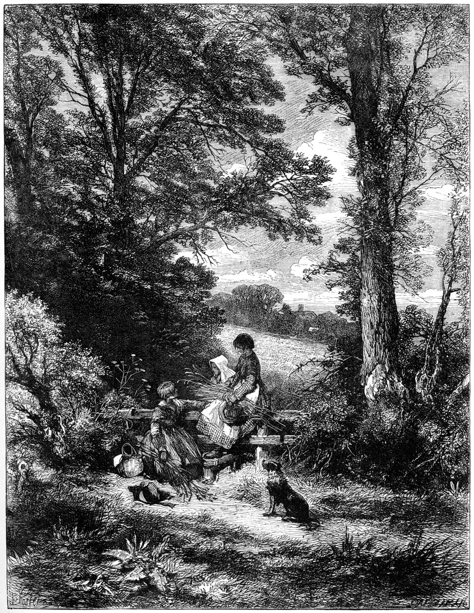 The Gleaners at the Stile, c1930-talet. av Birket Foster