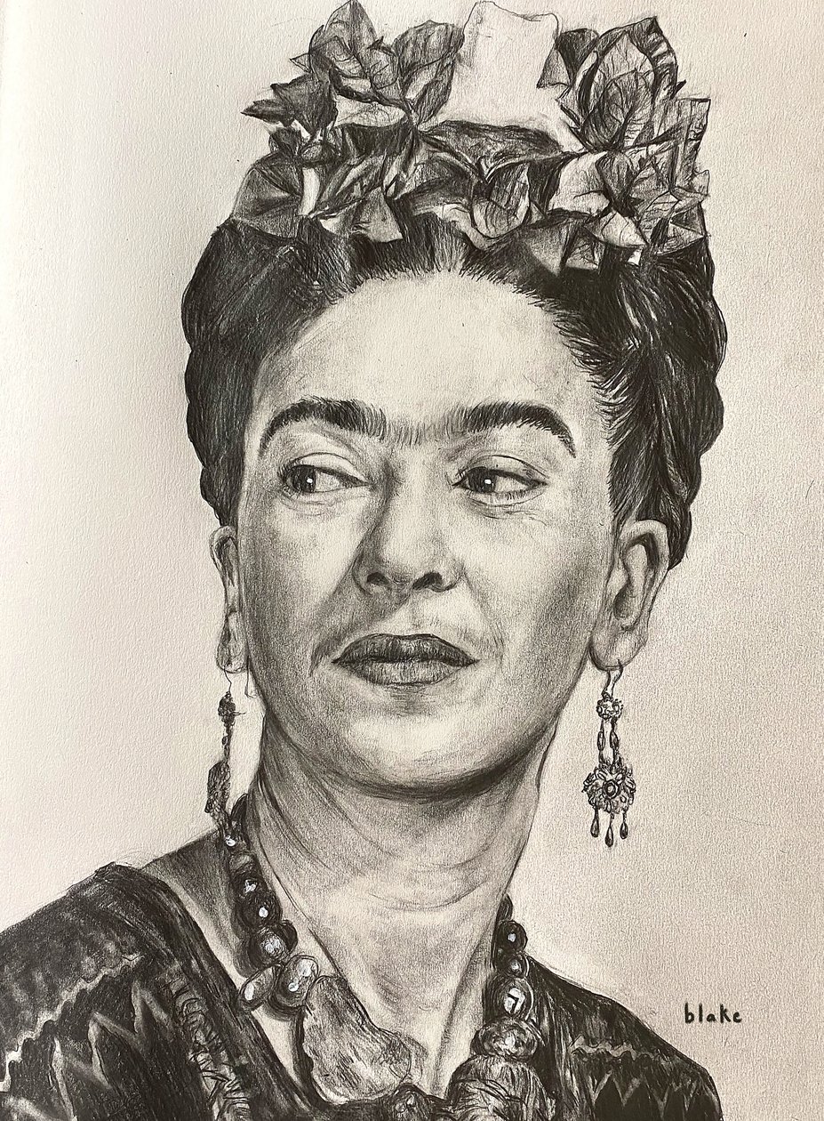 Frida Kahlo, c.2021 (Blyerts på papper) av Blake Munch