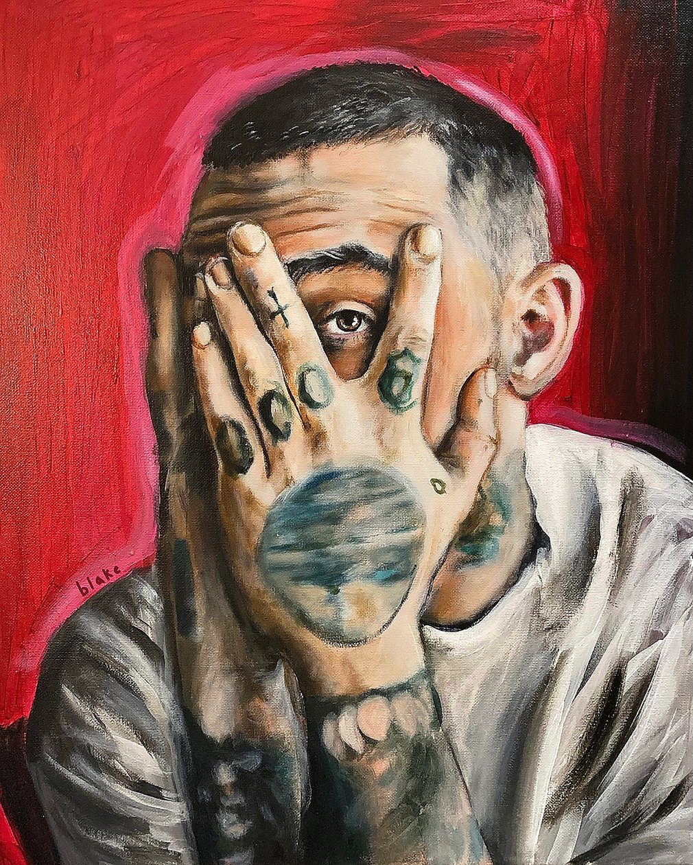 Mac Miller, ca 2020 (Akryl på duk) av Blake Munch