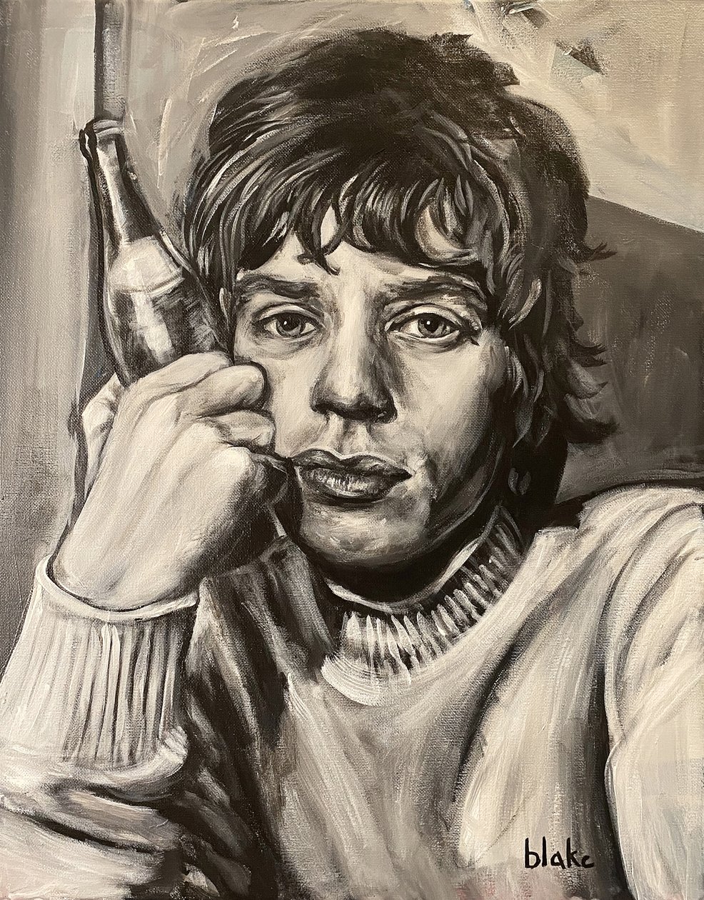 Mick Jagger, c.2021 (Akryl på duk) av Blake Munch