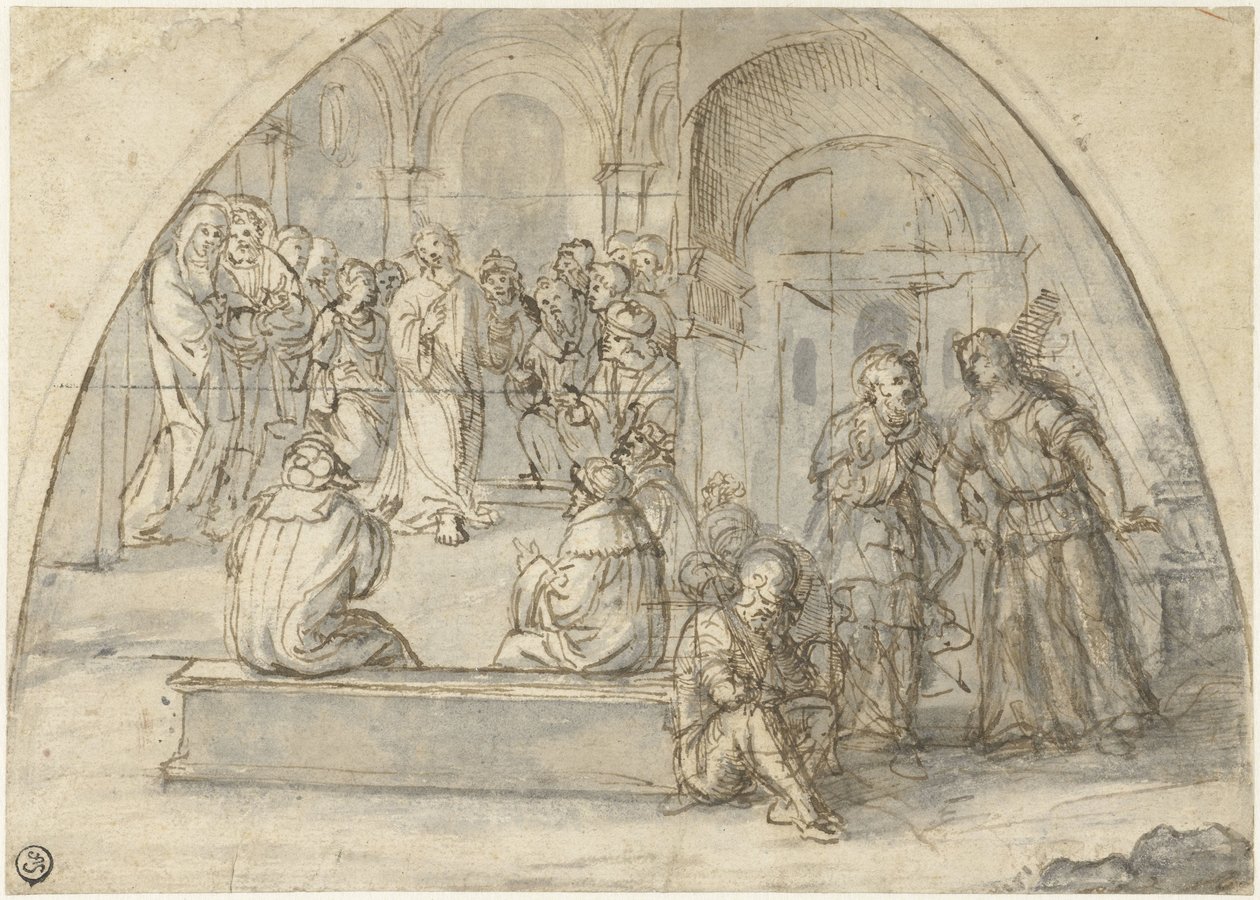 Tolv år av Kristus i templet och Petrus befrielse av Boccaccio Boccaccino (attributed to)